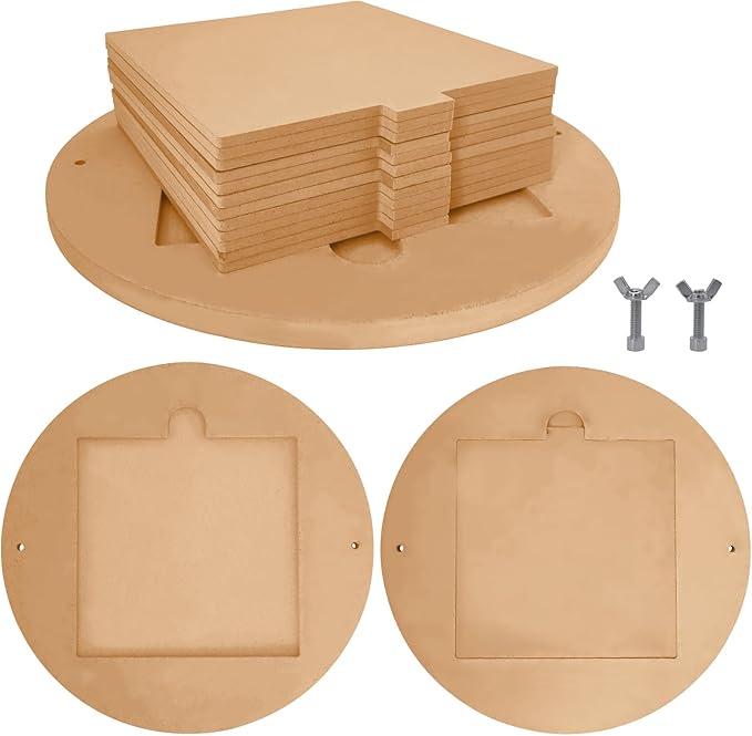 Bat System for Potter’s Wheel ，Bat Adapter with Removable Inserts 12” Round Outer Bat with Set of 7” Square Inner Bats with Bats Pin and Pottery Tools Kit Tools for Potters and Clay Artists, 10 PCS