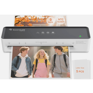 Bonsaii Laminator Machine with 5 Laminating Sheets, 9 Inch Thermal Laminating Machine for Doc/Posters/Photos, Compact Laminator for Home Office School, L421-Grey
