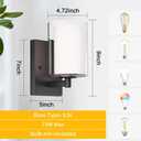 Kalium Wall Sconces Set of Two, Modern Vanity Lights with Double Clear Glass Shade Matte Black Indoor Farmhouse Wall Lights for Bathroom Living Room Bedroom Mirror Hallway Bulb E26 Base (2PCS)
