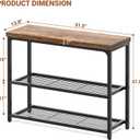 Besiost 32" Small Console Table with Storage, 3-Tier Industrial Narrow Entryway Table with Mesh Shelves, Sofa Table Behind Couch for Hallway Foyer Living Room, Sturdy Metal Frame, Rustic Brown