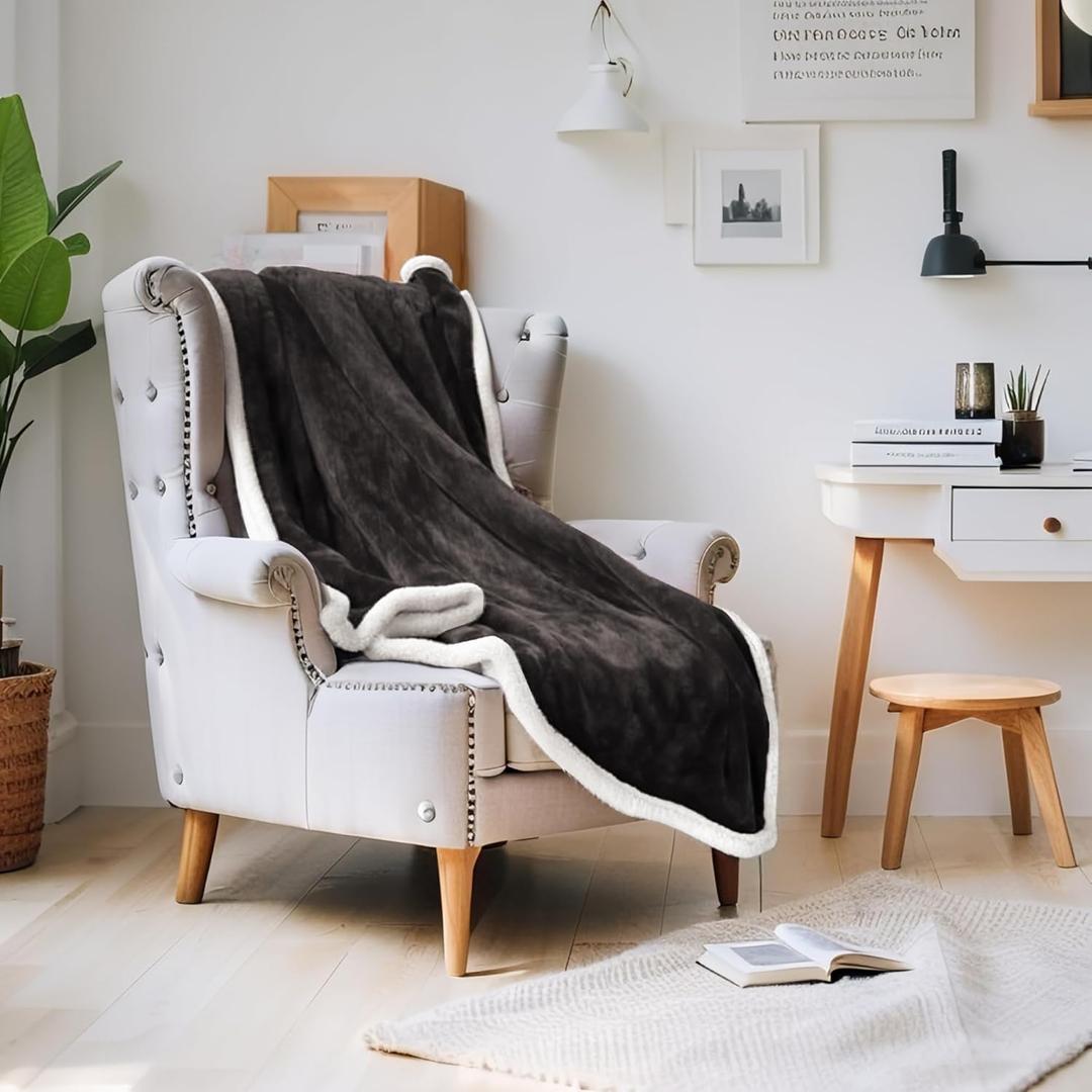 Electric Heated Throw Blanket 50x60 Inch - Super Soft Flannel, 4 Heat Settings, 3H Auto Shut Off, Machine Washable, Ideal for Couch & Cold Nights (Charcoal Gray)