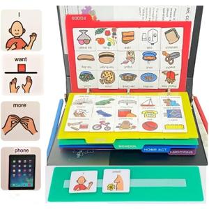 Visual Communication Book,162 ASD Photo Picture Cards: Autism Language Vocabulary, Speech Articulation Therapy, ADHD & Aprexia Learning (English Plastic Cartoon Picture Book, Small)