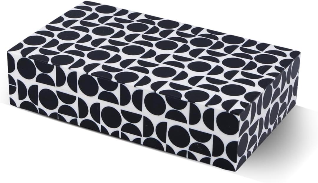 Handicrafts Home Large Decorative Storage Box with Lid  8x5x2 Coffee Table Organizer, Keepsake- Decorative Boxes for Home Decor, Stylish Decorative Box for Office Decor- Geopop- Black White
