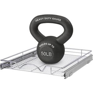 HOLDN STORAGE Pull Out Cabinet Organizer, Heavy Duty Caddy -20W x 21D - Requires At Least 21-1/4 Cabinet Opening, Steel Metal Cabinet Drawers Slide Out, Chrome