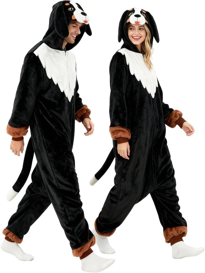 Bernese Mountain onesie adult Unisex Adult Pajamas Halloween Christmas Party Cosplay Costume, Large