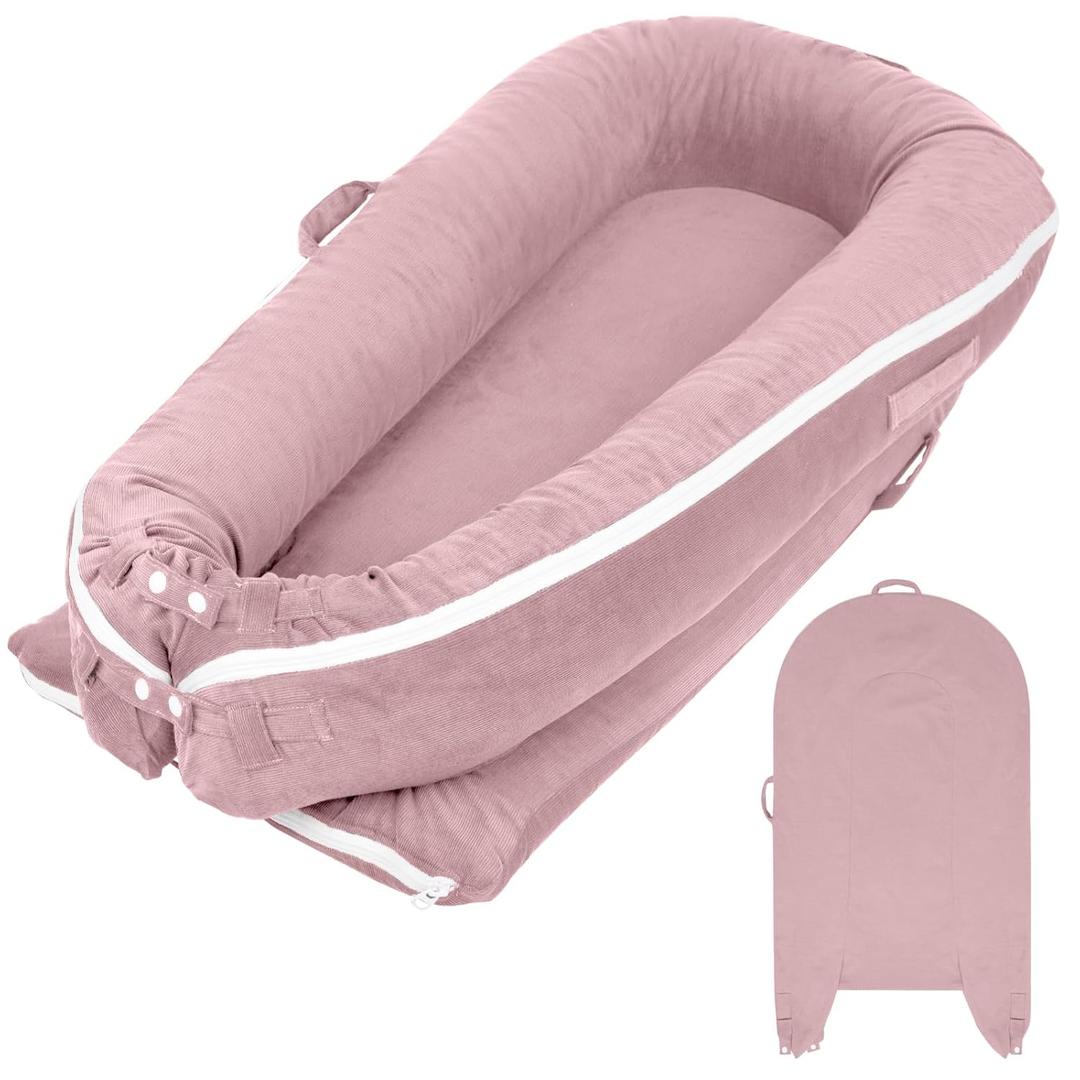 Graeame Nest Lounger Cover - Ultra Soft Corduroy Cotton Replacement Compatible with Dockatot Deluxe + Docks | Hypoallergenic & Breathable | Machine Washable | Premium Protection (Cover Only) Pink