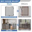 Malier Metal Freestanding Dog Gates with Door, 32'' Height Outdoor Indoor Dog Fences, Extra Wide Foldable Puppy Gate Free Standind Tall Pet Gate for Stairs, Hallways, Doorways, Yard (Black 6 Panels) (6 Panels with Door144''W  32''H)