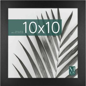 MCS Studio Gallery 10x10 Picture Frame Black Woodgrain Engineered Wood, Wall Hanging & Easel for Tapletop Display, Square Photo Frame for Photos, Posters & Art Prints (1-Pack)