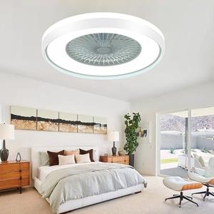 HUMHOLD 24" Bladeless Ceiling Fan with Light Remote, Smart LED Ceiling Fans with App Control, Modern Low Profile Dimmable Light Ceiling Fan for Bedroom Living Room White