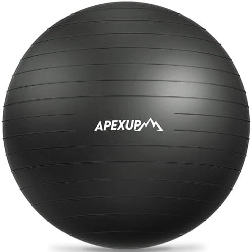 APEXUP Yoga Ball Exercise Ball Anti Slip Heavy Duty for Fitness, Balance & Core Workout, Balance Training, Pregnancy & Physical Therapy, 5 Sizes (XXL(31"~34") 85cm, Black)