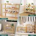 Smiry Shoe Rack, 5 Tier Bamboo Shoe Organizer, Stackable Free Standing Wooden Shoe Storage Shelf for Closet, Entryway, Front Door Entrance, Natural Bamboo