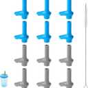 12pcs Replacement Bite Valve for Zak Designs Kelso 15oz, BPA-Free Silicone Mouthpiece with Cleaning Brush Compatible with Zak Reusable Straw Cup Accessories (Blue & Grey)