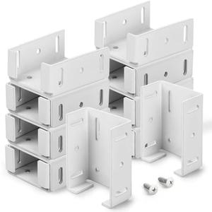Heavy Duty 2-3/4 inches Rails Brackets Kit, White Alluminum Fence Bracket for Vinyl Fencing Panel to Post Connection, Metal Replacement for 2.75in Frail Plastic Brackets (White - Set 16)