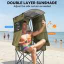 Huskfirm Camping Chair with Canopy Shade - Folding Beach Chair with UPF 50+ Sun Shade, Cup Holder, Side Pocket, Portable Sports Chair for Adults Support 330 LBS, Fishing Camp Outdoor Lawn Chair Green