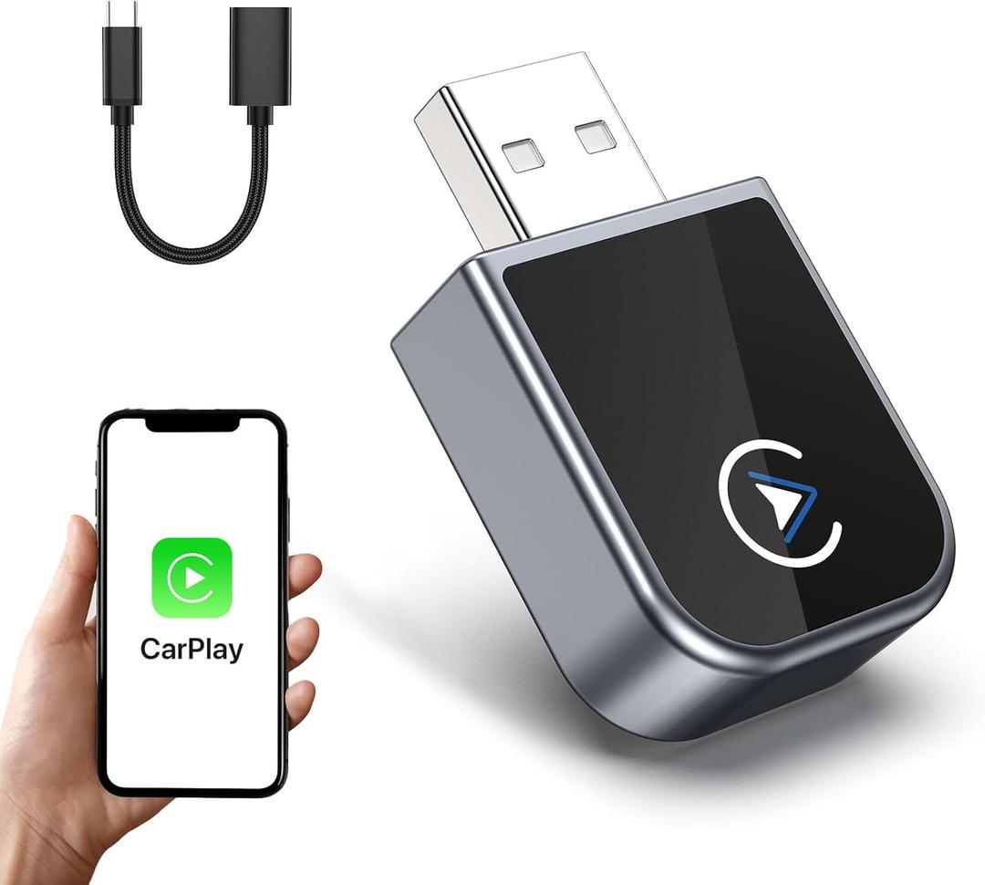 Wireless CarPlay Adapter for iPhone 2025 Upgrade, Mini Size, Convert Wired to Wireless, Plug & Play, Zero Latency, USB A & C Compatible, Works with 2015+ Cars & iPhone 6+