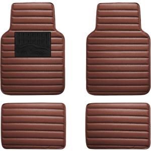 FH Group Floor Mats - Faux Leather Floor Mats for Cars, Universal Fit Automotive Floor Mats, All Purpose Car Floor Mats, PU Leather Protector Mat for Most Sedan, SUV, Truck Floor Mats Brown