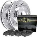 Hart Brakes Front Brakes and Rotors Kit |Front Brake Pads| Brake Rotors and Pads| Ceramic Brake Pads and Rotors |fits 2014-2018 Mazda 3, 2014-2018 Mazda 3 Sport, 2016-2020 Mazda CX-3