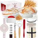 SOURACE Complete Sourdough Starter Kit,10 Inch Round & 9 Inch Oval Banneton Sourdough Bread Baking Supplies With Sourdough Starter Jar, Sour dough Starter Kits for Women, Men, and Bread Bakers