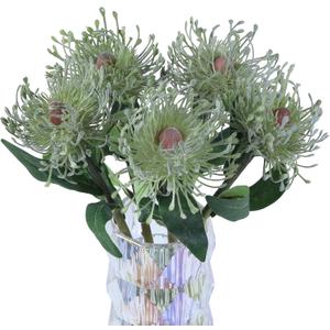IPOPU 5Pcs Green Artificial Chrysanthemum Flowers with Stems Gift Decorations, 15.7 Inch Faux Spider Chrysanthemum Pincushion Flowers for Wedding Bouquet Home Office Decoration