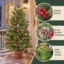 TigeJoy 4FT Flocked Potted Trees, Warm LED Battery Operated, 2-Pack