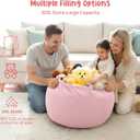 3 ft Bean Bag Chair Cover (No Filler) 35"43" Large Stuffed Animal Storage Bean Bag Washable Big Beanbag Chair Cover Premium Corduroy Stuffable Bean Bag Cover for Adults,Kids,Pink 300L