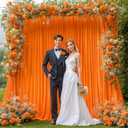 Orange Backdrop Curtains 4 Panels - Wrinkle-Free Polyester Photography Drapes for Baby Shower & Birthday Party - 16 X 10FT