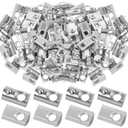 Yaocom 100 Pcs 4040 Series M8 T Nuts Half Roll in Spring Silver Thread Spring Carbon Steel European Standard T Nut for Aluminum Extrusion Profile