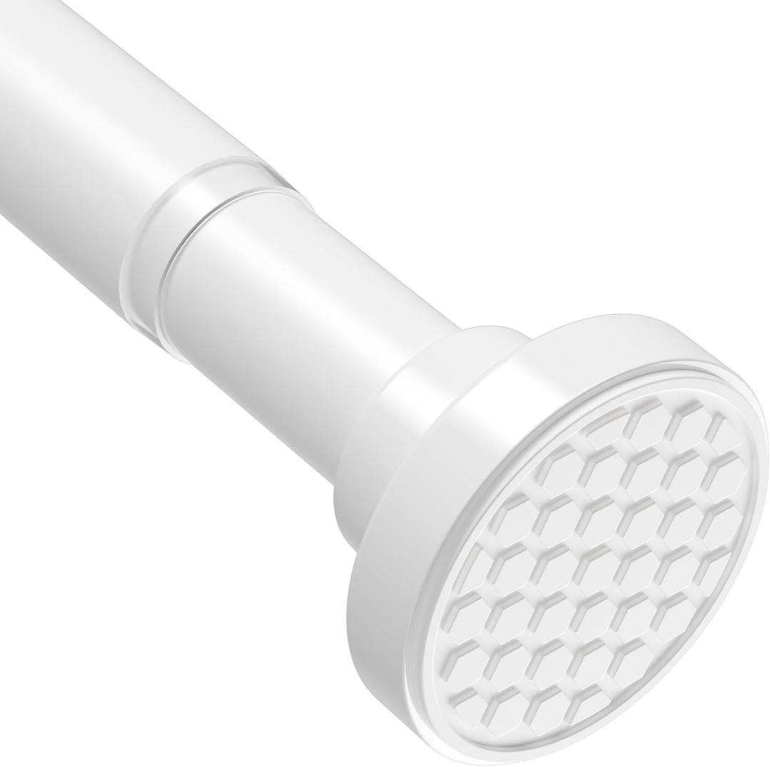 Heavy Duty Tension Curtain Rod 40-148" Adjustable No Drill, White | Rust-Resistant, No Slip, 1.25"Diameter, Renter Friendly Spring Loaded Shower Rods for Window, Bathroom, Doorway & Closet