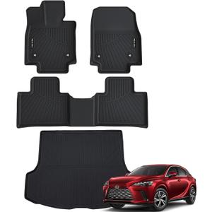 Floor Mats & Cargo Liner for 2023 2024 2025 Lexus RX/RX350/RX350h/RX500h All Weather Protection TPE Rubber Floor Liners for 2023 2024 2025 Lexus RX Full Set Automotive Mat Accessories, Black