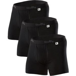 Men's Merino Boxers By Woolly | RWS Certified | Soft, Stink Free, Seattle Designed (Black, M)