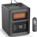 Shinic Infrared Heaters, Energy Efficient Space Heater with Remote Control, 12H Timer, Filter, USB & Type C Charging Ports, Electric Infrared Space Heaters for Indoor Use, 1500W/750W/ECO, Black