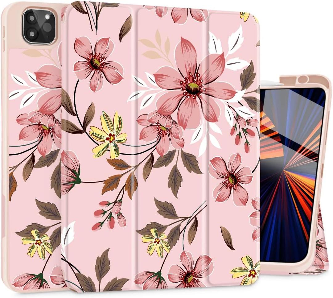 Mektron for iPad Pro 12.9 M2 2022 Case Compatible iPad Pro 12.9 inch 6th/ 5th/ 4th/ 3rd Gen Cover 2021 2020 2018 Tablet Case with Soft Back Cover for 12.9-inch iPad Pro, Floral C293