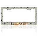 Dog License Plate Frame Pet Paw Prints Stainless Steel License Plate Holder for Front and Rear Car Tags Funny for Car Decoration Accessories with Screws 6.3 X 12.2 in for Women Men