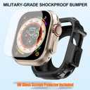 BOTOMALL Screen Protector Compatible with Apple Watch Ultra 3/2/1 49mm Bumper Case,Rugged Military Grade Flexible TPU Face Cover with Tempered Glass Film for iWatch Men Womens