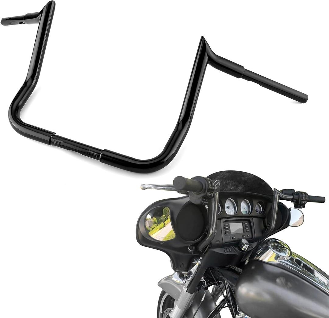 Mofun 10" Rise Ape Hangers Handlebar Compatible with Harley Touring Street Glide Electra Glide FLHX FLHT Models 1986-2023 with Batwing Fairng, Ultra Limited 2024 Gloss Black