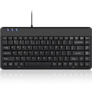 Perixx PERIBOARD-409U Wired USB Mini Keyboard, Black, US English Layout