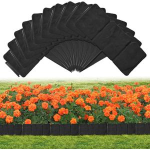 Garden Landscape Edging Borders No Dig,16 ft Lawn Edging for Landscaping,Plastic Fencing Lawn Border,Imitation Stone Fence for DIY Outdoor Patio Balcony Yard Landscaping (20pcs, Black)