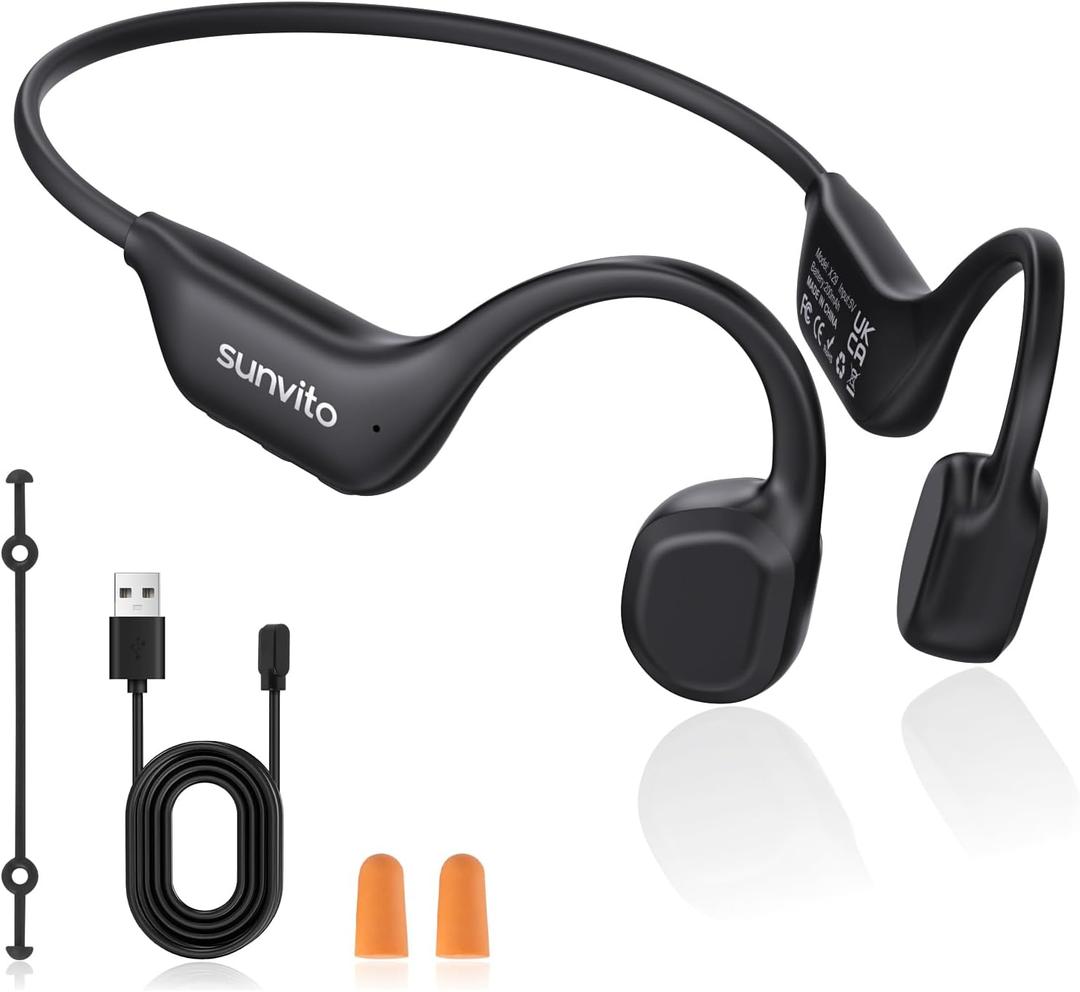 Bone Conduction Headphones Bluetooth 6.0, Open Wireless with Magnetic IPX6 Waterproof Earphones Running Headphones, 10H Playtime & Dual Connectivity for Running, Cycling, Gym (BLACK)