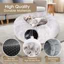 Cat Tunnel Bed for Indoor Cats, Peekaboo Cat Cave with Washable Soft Play Mat, Furry Cat Tube, for Kitten/Puppy/Rabbit, Brown