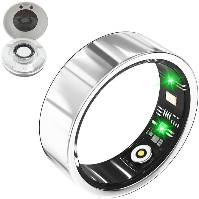 Smart Ring for Men Women with Sleep/Heart Rate/Blood Pressure/Sleep/Blood Oxygen Monitor, Pedometer, No Subscription Fee,IP68 Waterproof Fitness Tracker for iPhone &Android (Silver, 9)