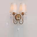 Sedelan Vintage Plug in Wall Sconces, Crystal Plug in Wall Sconce, Wall Light 2-Lights with Fabric Lampshade and Switch,Wall Lights for Bedroom Living Room,E12 Bulb Not Included