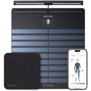 WITHINGS Body Scan + Cleaning Kit - Smart Scale with Segmental Body Composition Analysis, Weighing Scales Body Weight & Vascular Age, Visceral Fat, Heart Rate, iOS/Android, Black