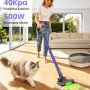 Cordless Vacuum Cleaner, 120Mins Runtime with 2 Batteries, 500W 40KPa Vacuum Cleaners for Home, Green Light Anti-Tangle Brush & Wall Mount Charging, Lightweight for Pet Hair Carpet Hard Floors