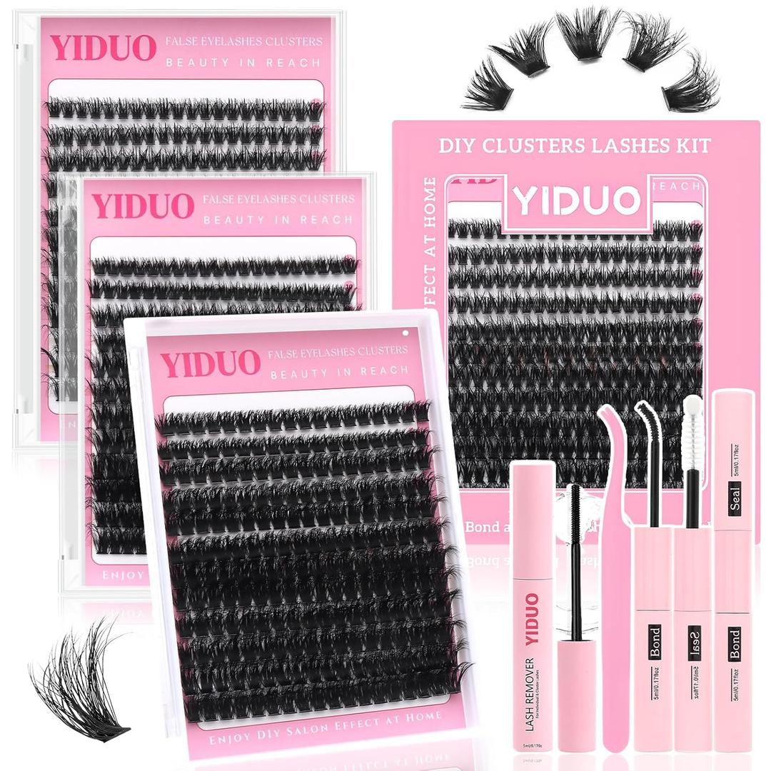 Volume Lashes Cluster Kit 60D+80D+100D Clusters Lash Eyelashes Kit 696Pcs Bulk Packs, D Curl Wispy 10-18mm DIY Individual Eyelash Extensions Wholesale Combo Pack with Glue|Tweezers|Removers