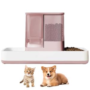 GearRoot Automatic Cat Feeder and Water Dispenser, 2 in 1 Gravity Pet Food Feeder and Water Dispenser Detachable Cat Food Dispenser for Small Dogs and Cats, Pink