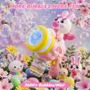 Bunny Bubble Gun Machine for Girl Easter Basket Stuffer, 360 Leak-Proof LED & 10,000+ BPM, Includes Surprise Stickers, Outdoor Birthday for Toddlers Ages 3-6