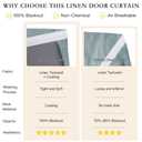 NICETOWN Linen Curtain for French Door - 100% Blackout Self Adhesive Window Curtain Thermal Insulated Privacy Door Blinds for Sidelight Curtains, 26 x 64 inch Long, Skylark Blue, 1 PC