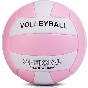 EVZOM Super Soft Volleyball Beach Volleyball Official Size 5 for Outdoor/Indoor/Pool/Gym/Training Premium Volleyballs Equipment Durability Stability Sports Ball (Pink/White)