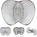 KAKIBLIN Baby Neck Pillow for Head, 2 in 1 Travel Pillow Baby Car Seat Head Support Banana Neck Pillows for Infants Small Boys and Girls, Support for Stroller,White Cloud