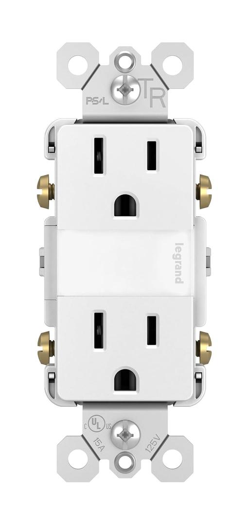 Legrand radiant Adjustable LED Night Light Outlet, Nightlight Electrical Outlets, Tamper Resistant, Safe for Kids, White, NTL885TRWCC6 (1.6W x 2.75H)